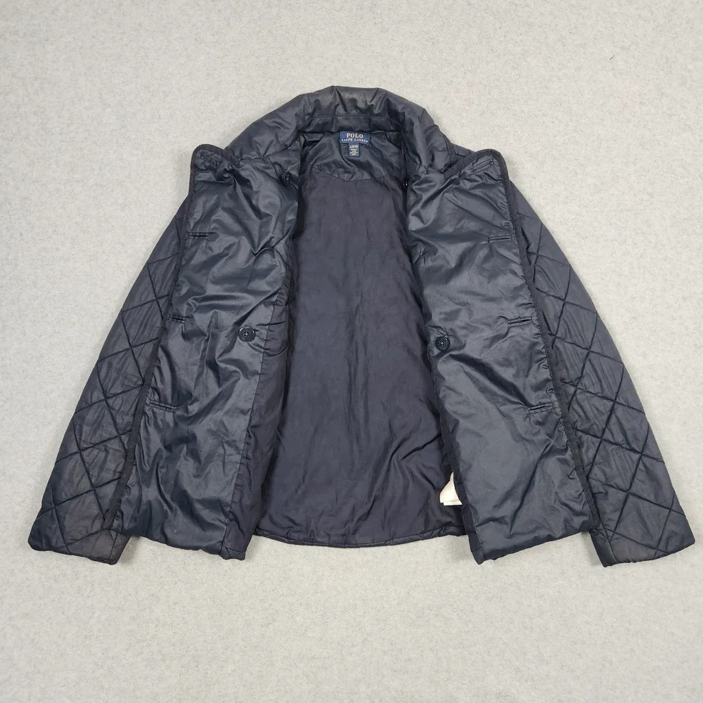Polo Ralph Lauren Jacket Kids Large (12-14) Blue Quilted Nautical Buttons